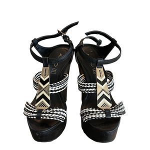 COPY - Aldo black and white genuine leather wedge heels size 6.5